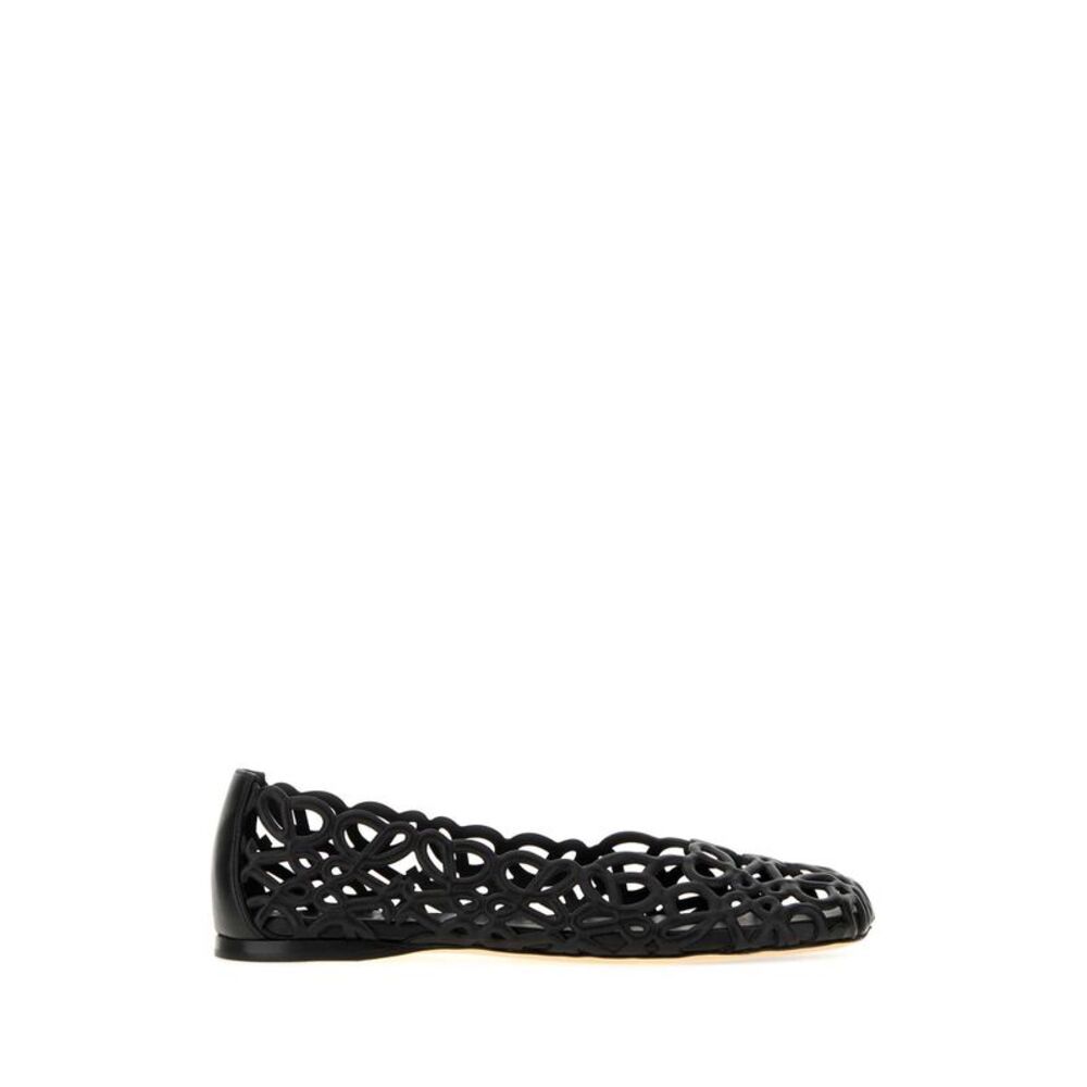 Loewe Women Black Leather Petal Anagram Ballerinas